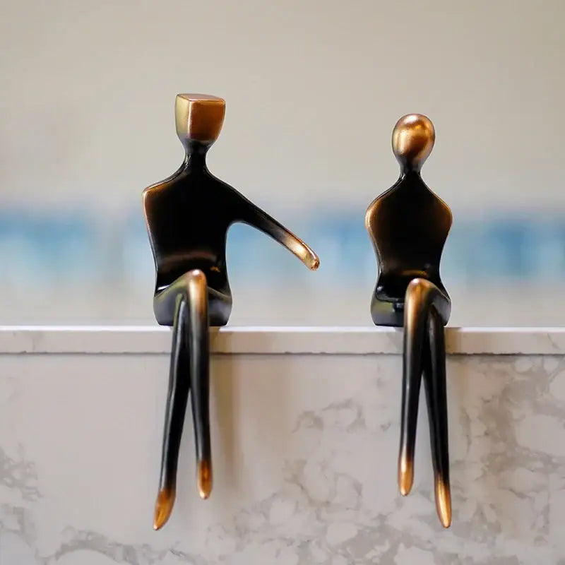 Abstract bronze couple figurine living room art lover decor
