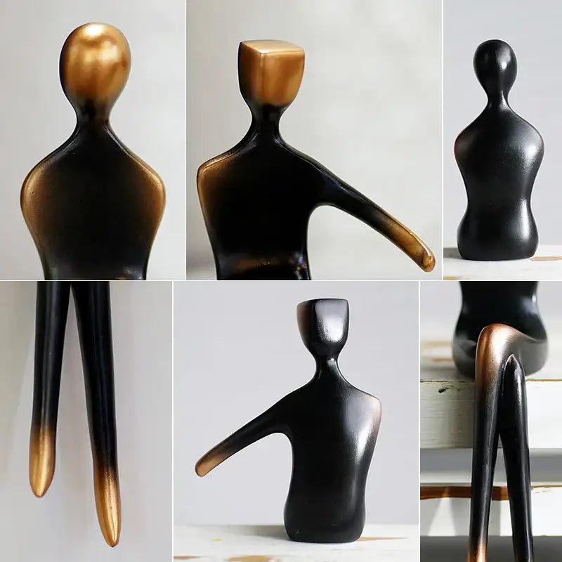 Abstract bronze couple figurine living room art lover decor