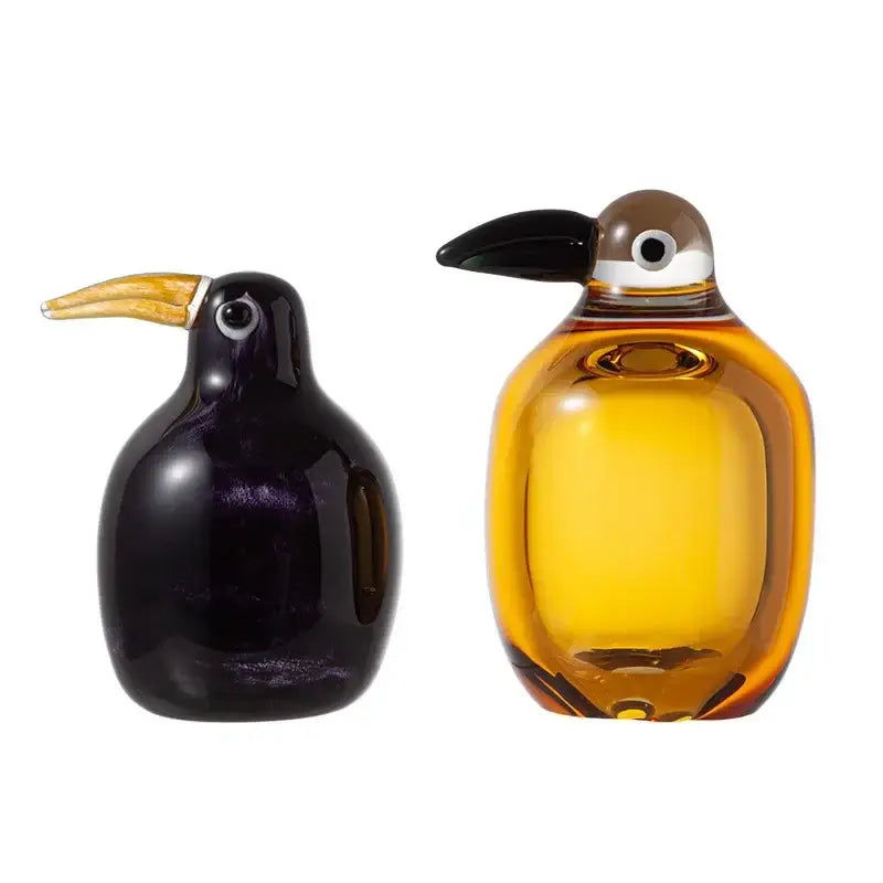 Abstract amber & black glass bird sculpture living room decor
