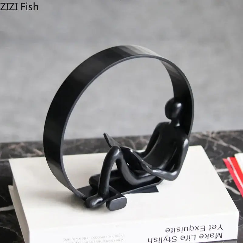 Minimalist abstract black characters sculpture bedroom desk decor
