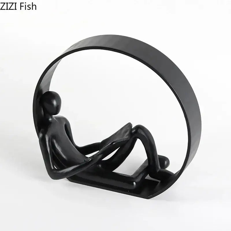 Minimalist abstract black characters sculpture bedroom desk decor