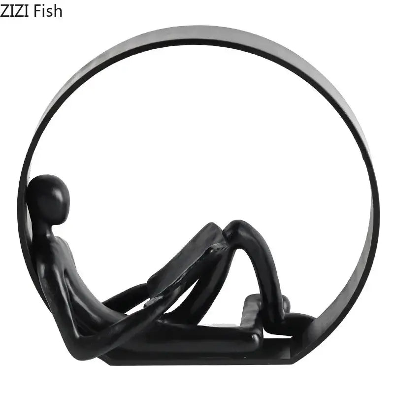 Minimalist abstract black characters sculpture bedroom desk decor