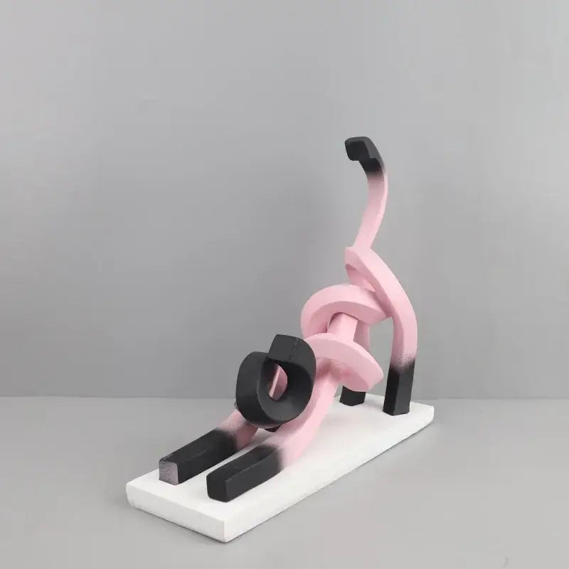 Pink & black decorbites abstract cat sculpture bedroom art