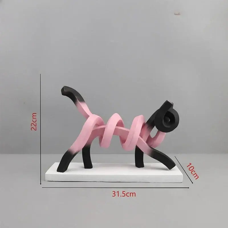 Pink & black decorbites abstract cat sculpture bedroom art