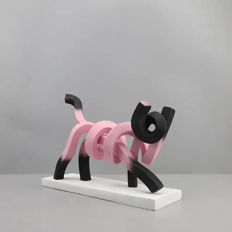 Pink & black decorbites abstract cat sculpture bedroom art