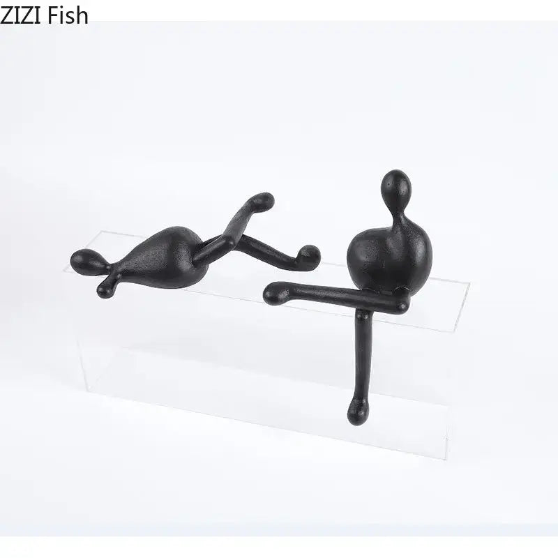 Minimalist black abstract characters resin statues living room decor