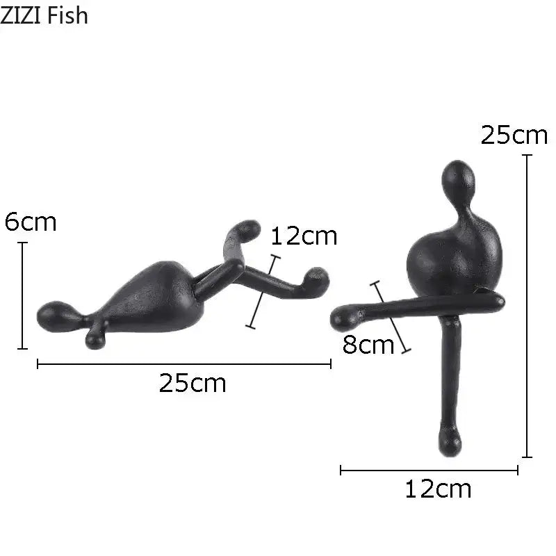 Minimalist black abstract characters resin statues living room decor