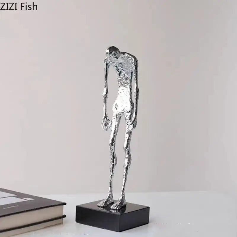 Silver and black abstract couple statue for bedroom decor