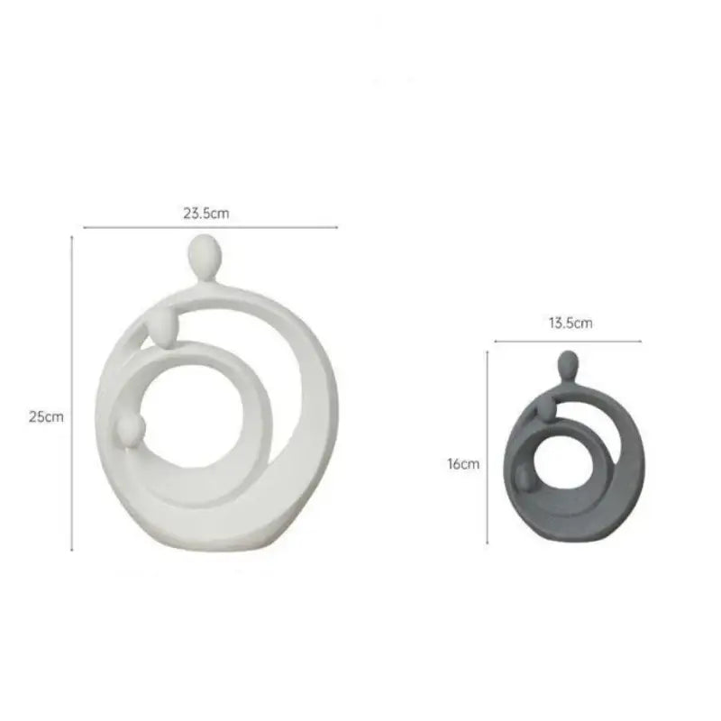 Gray ceramic abstract family sculpture set living room decor