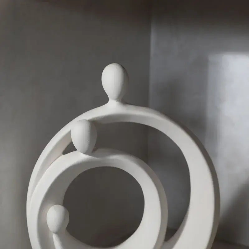 Gray ceramic abstract family sculpture set living room decor