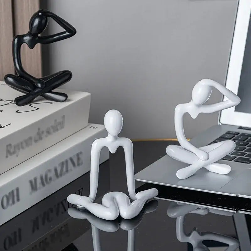 Minimalist white ceramic abstract figures living room ornament