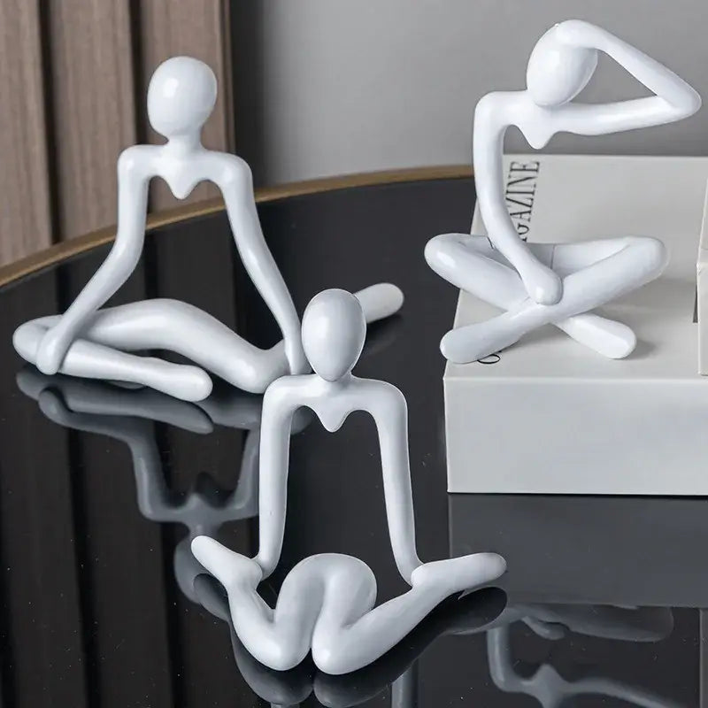 Minimalist white ceramic abstract figures living room ornament