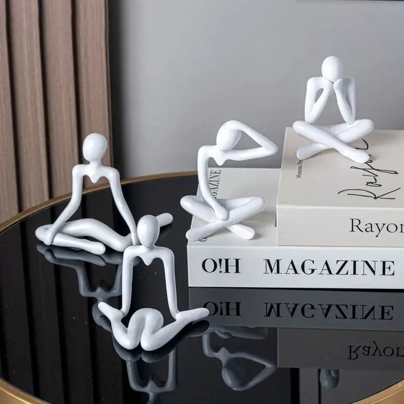 Minimalist white ceramic abstract figures living room ornament