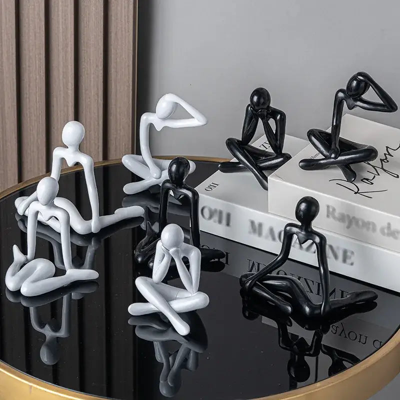 Minimalist white ceramic abstract figures living room ornament