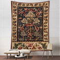 Bohemian navy & cream flowers leaves tapestry bedroom wall art