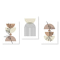 Modern abstract green & black botanical wall art set living room