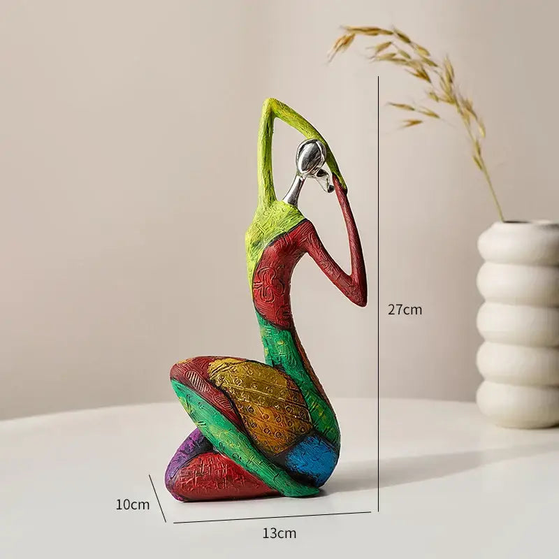 Decorbites abstract woman sculpture vibrant patterned living room decor