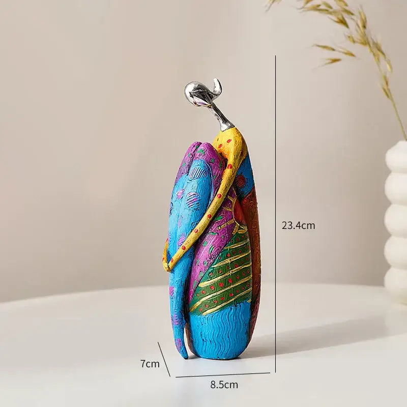 Decorbites abstract woman sculpture vibrant patterned living room decor