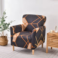 Geometric orange & black accent chair cover – living room slipcover