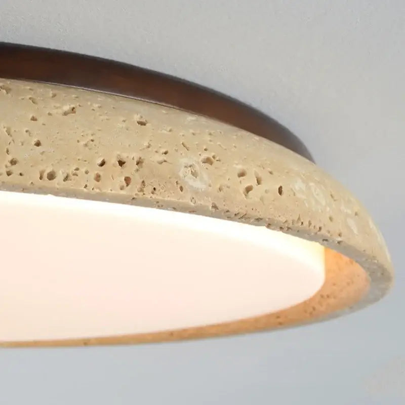 Modern travertine led ceiling light – living room natural stone lamp