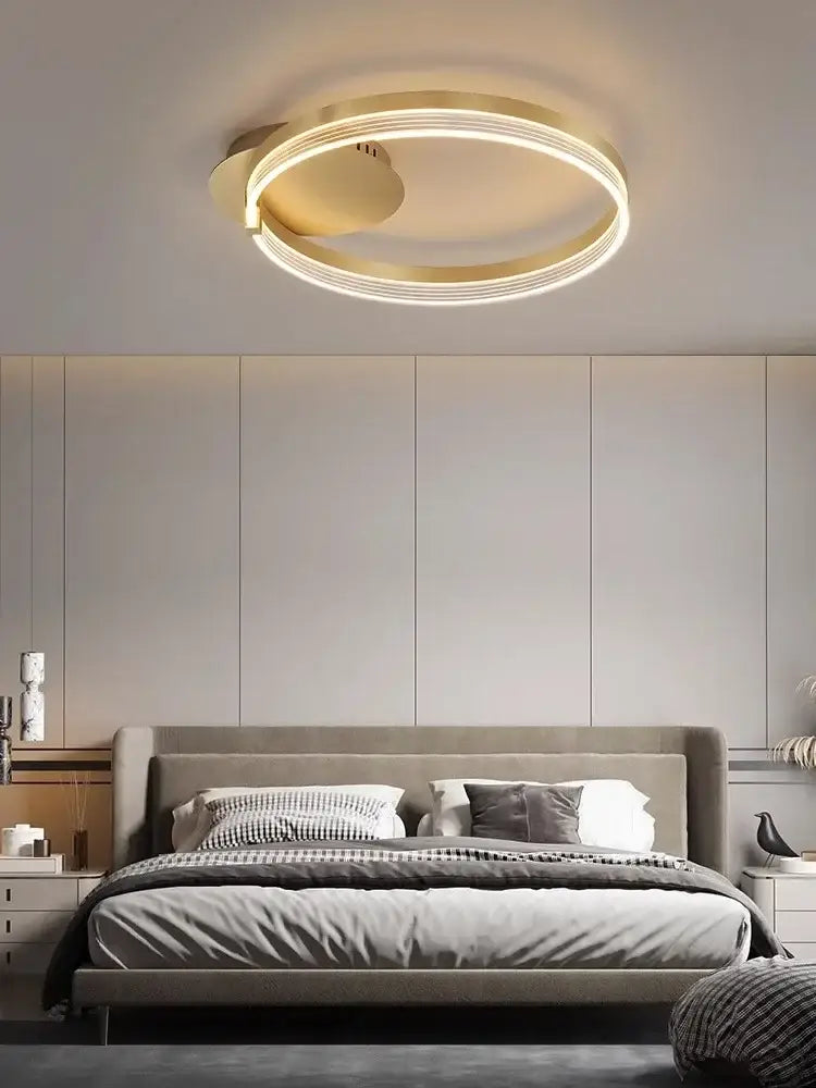 Modern gold circular led acrylic ceiling chandelier for living room