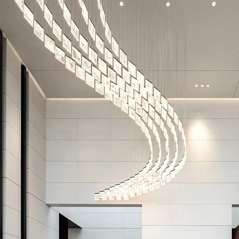 Modern orange & white acrylic chandelier lights living room decor
