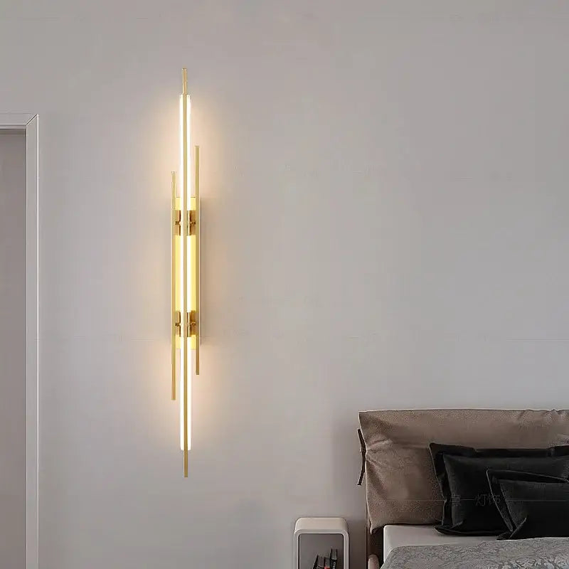 Minimalist copper wall sconce led light strip living room