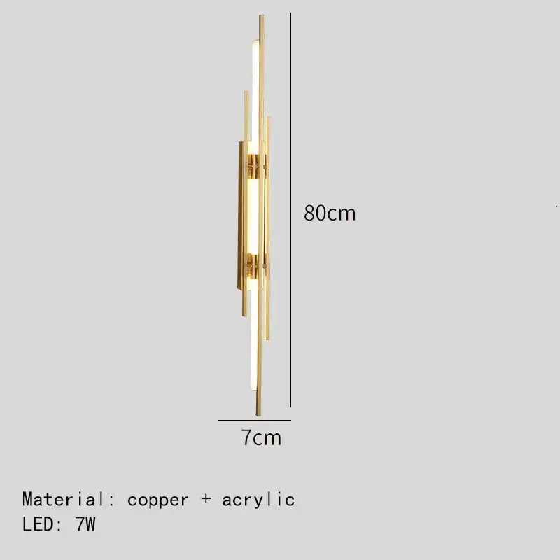 Minimalist copper wall sconce led light strip living room