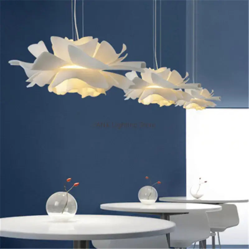 Elegant white lotus acrylic flower pendant light for dining room
