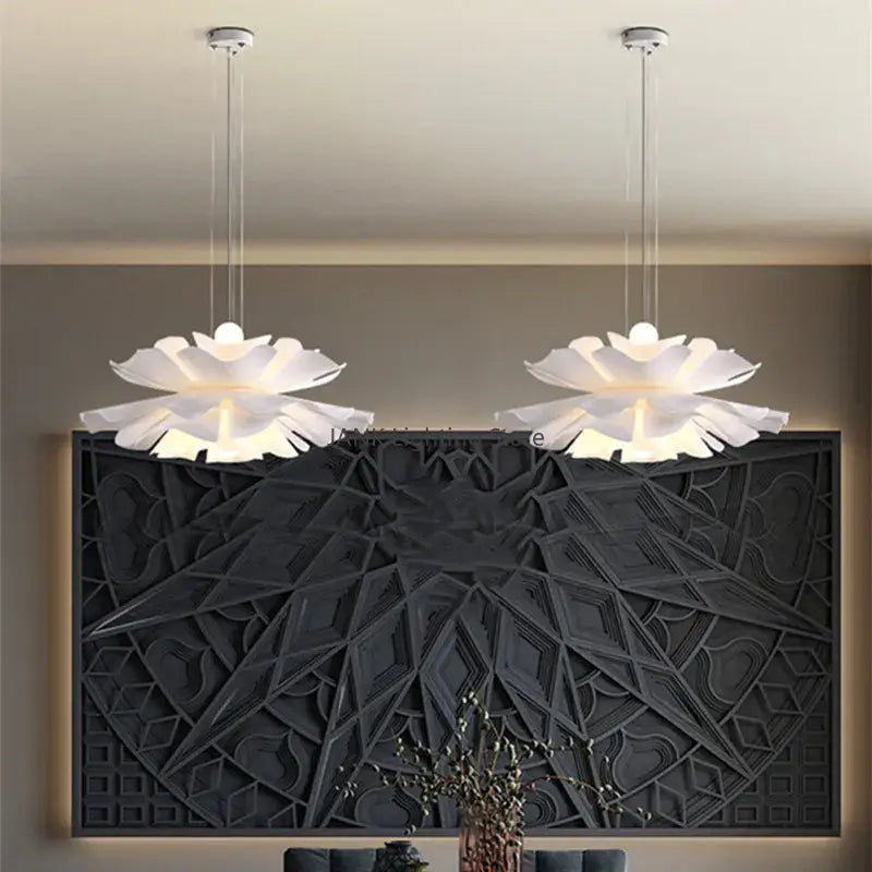 Elegant white lotus acrylic flower pendant light for dining room