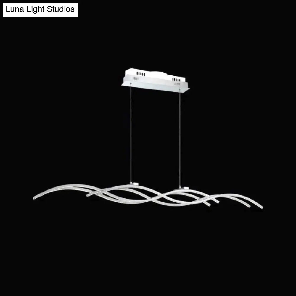 DecorBites™ Acrylic LED Island Pendant Light in Warm/White - Silver Wave Suspended Fixture