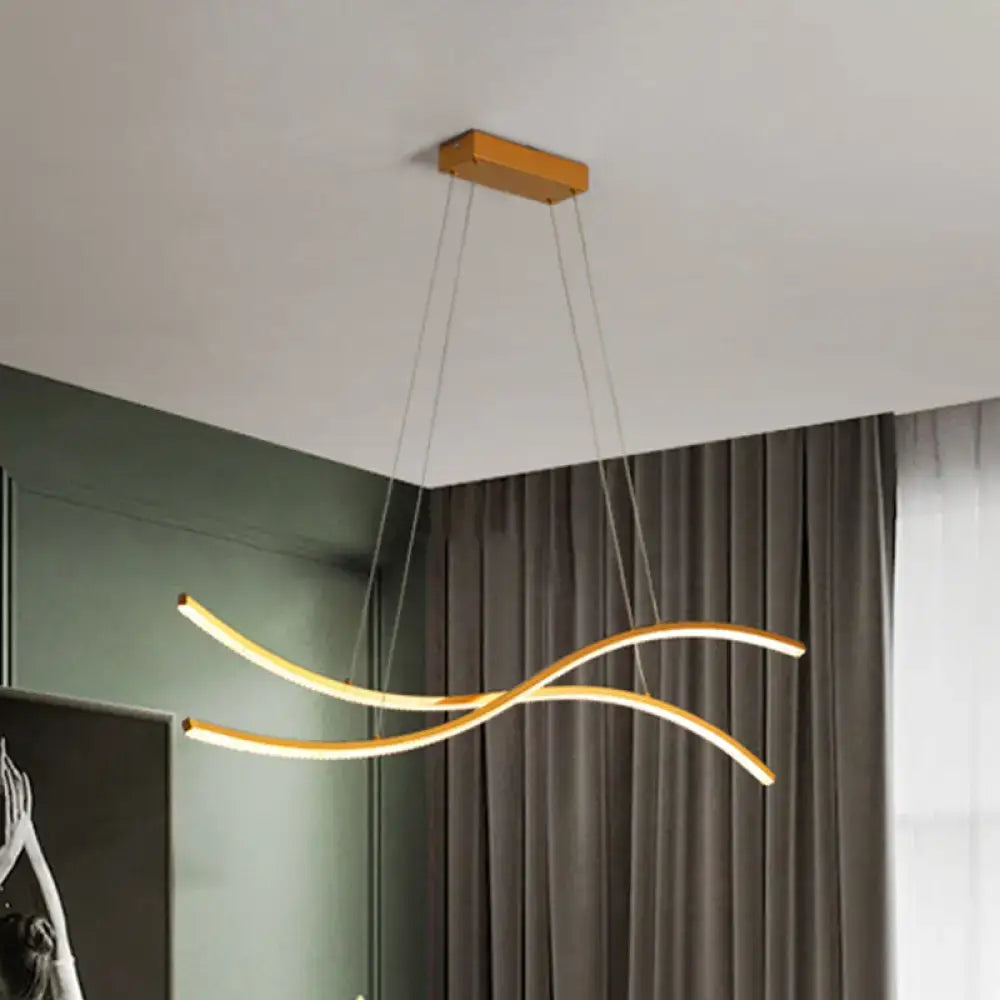 Modern gold linear island pendant – kitchen led chandelier light