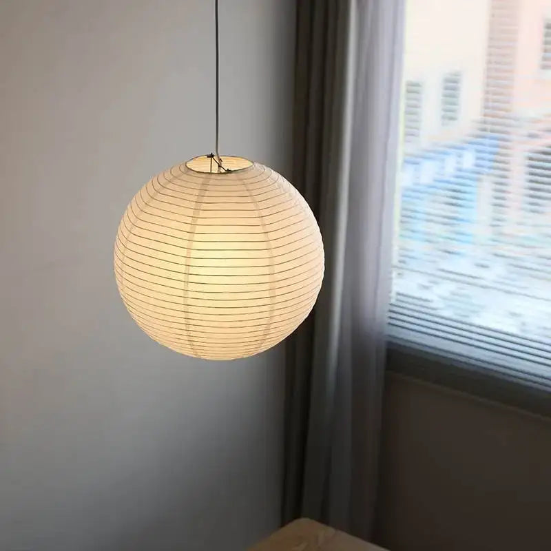 Minimalist white rice paper pendant lights bedroom hanging lamp