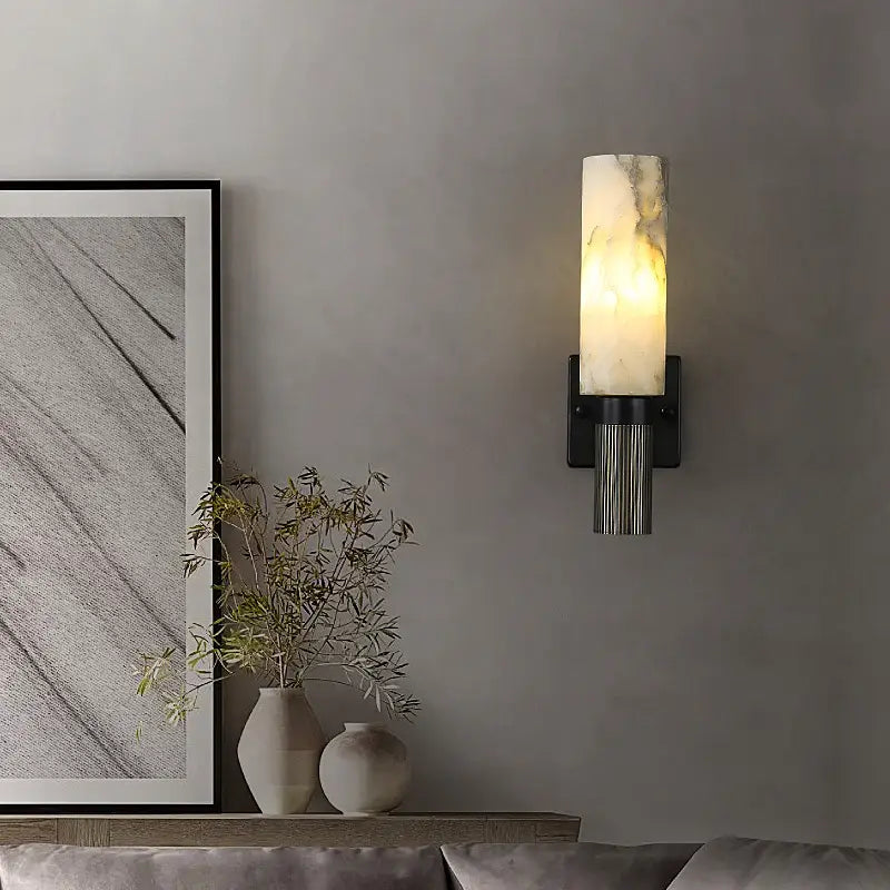 Elegant onyx and copper wall lamp for bedroom luxury marble sconce