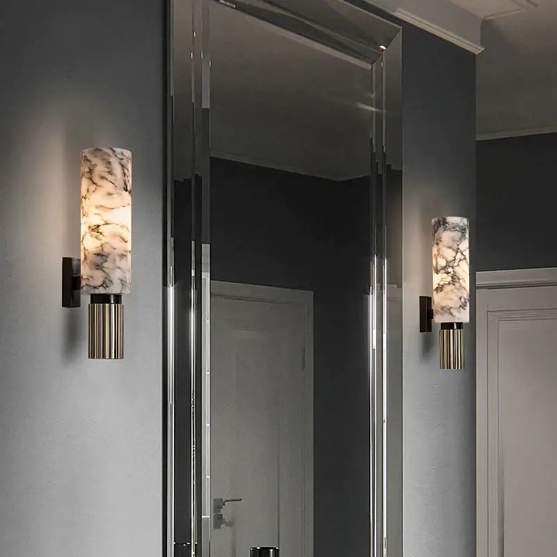 Luxury onyx and copper wall lamp bedroom sconce light