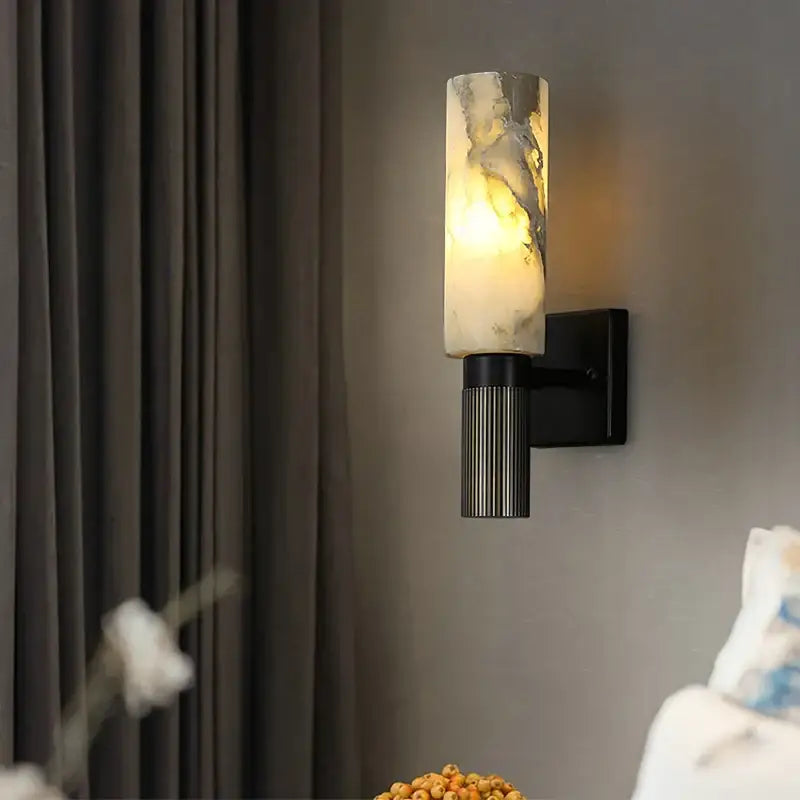 Luxury onyx and copper wall lamp bedroom sconce light