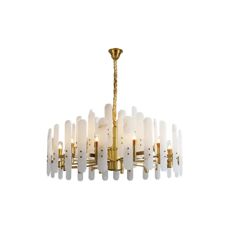 Elegant alabaster gold chrome chandelier living room pendant light
