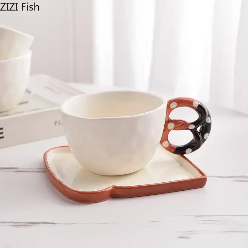 Polka dot biscuit mug ceramic cup and saucer set kitchen decor