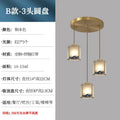 Elegant blue wave glass copper entrance light bedroom pendant
