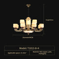 Ornate copper jade chandelier for dining room lighting