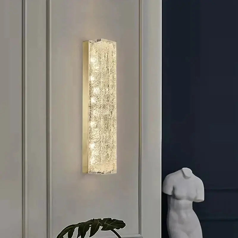 Modern textured glass copper wall lamp bedroom luxury sconce