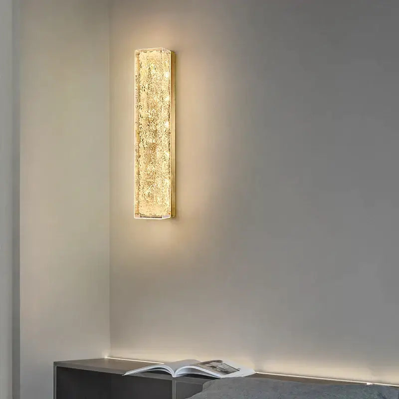Modern textured glass copper wall lamp bedroom luxury sconce