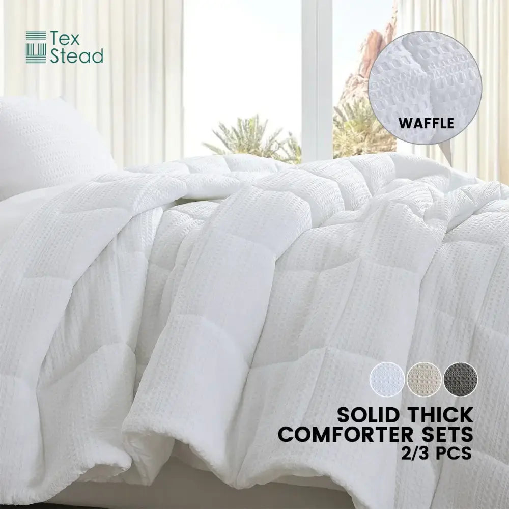 Waffle textured dark gray season bed comforter bedroom set