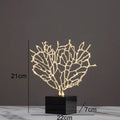 Modern golden alloy coral crafts on crystal base living room decor
