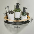 Gold & black aluminum corner bathroom shelf with towel hooks