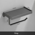 Black aluminum gray bathroom paper roll holder with phone shelf