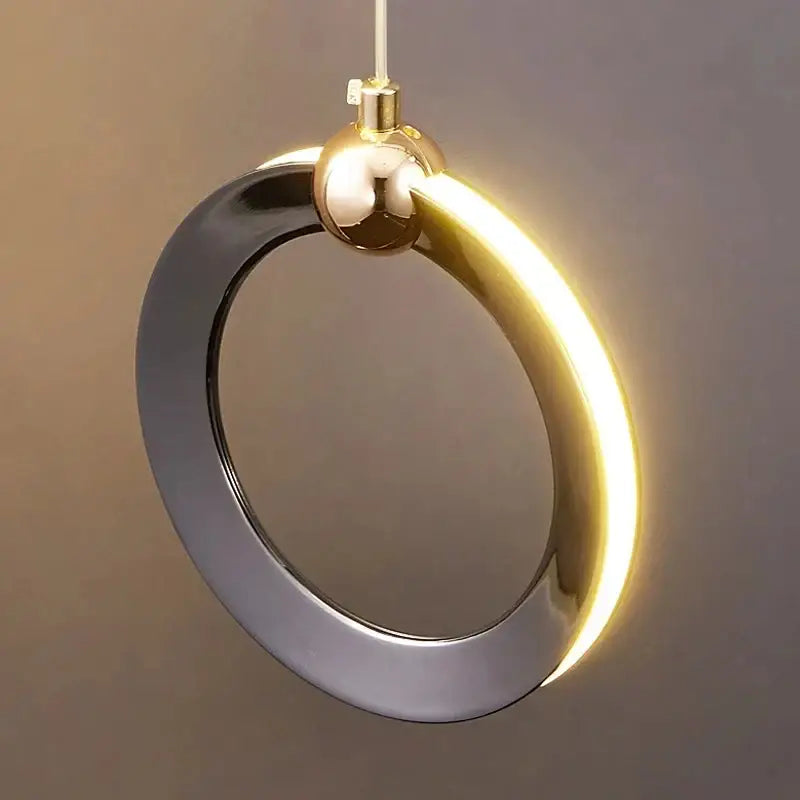 Modern minimalist aluminum led chandelier staircase ring light