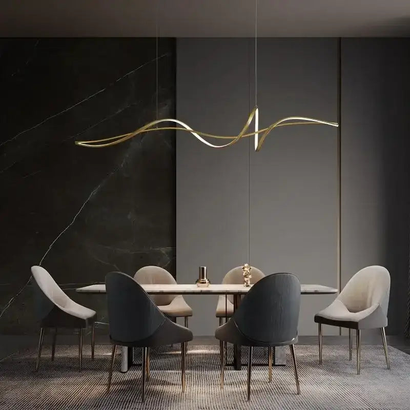 Modern black & silver aluminum led chandelier dining room light