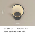 Modern black circular led wall lamp for bedroom living room