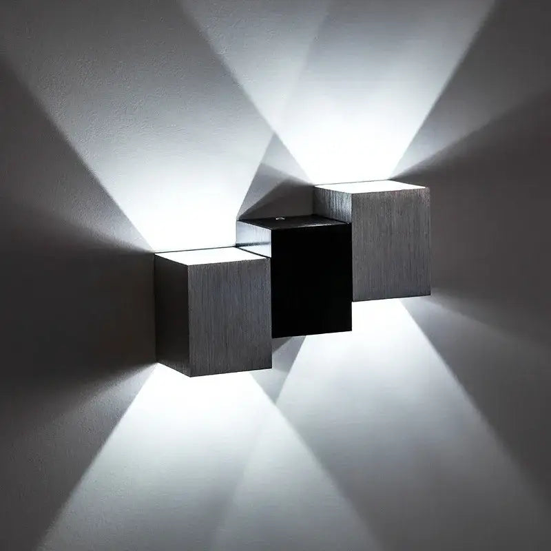 Modern black & silver geometric aluminum led wall lamp bedroom light